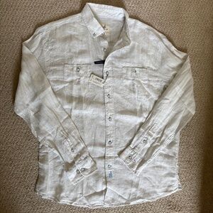 Johnnie-O Mackle long sleeve linen button down White Large